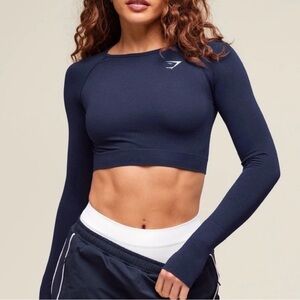 Gymshark Dark Blue Long Sleeve Crop Top